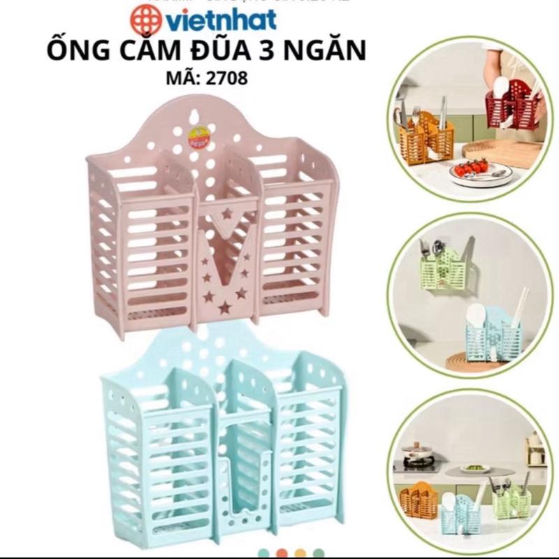 Vietnhat Ống Đựng Đũa Nhựa 3 Ngăn Việt Nhật 2708 Giỏ Để Đồ Dùng Đũa Thìa Cho Gia Đình Nhà Hàng Quán Ăn