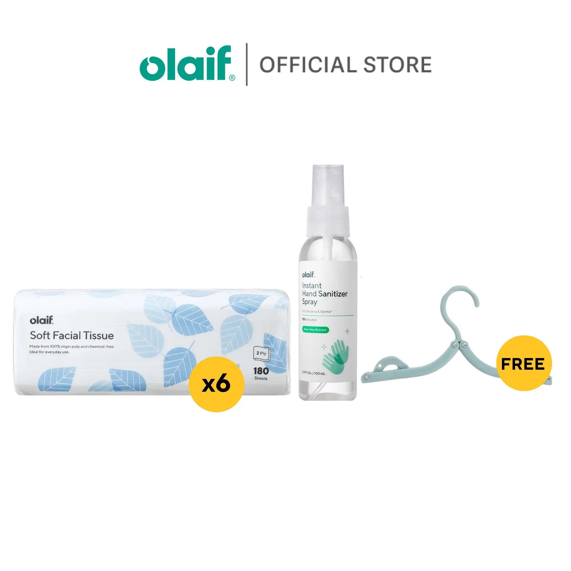 [Bundle] Tissu 180 Sheets (6 packs) + Sanitizer Spray Free Hanger