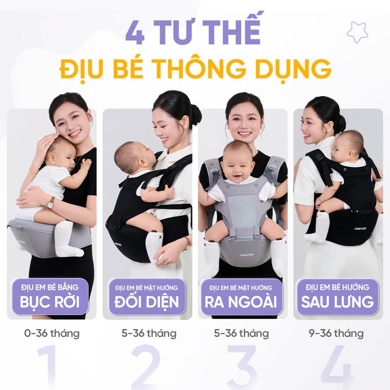 Địu Ngồi M8 Jumysie Cao Cấp – Êm Nhẹ, Trợ Lực Tốt, Siêu Thoáng Cho Bé Từ Sơ Sinh Đến 36 Tháng | BigBuy360 - bigbuy360.vn