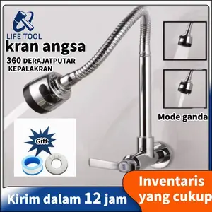 360° stainless/ kran air /kran angsa wastafel cuci piring/kran wastafel cuci piring 2 model Pancuran air Ukuran drat 1/2 inch Keran