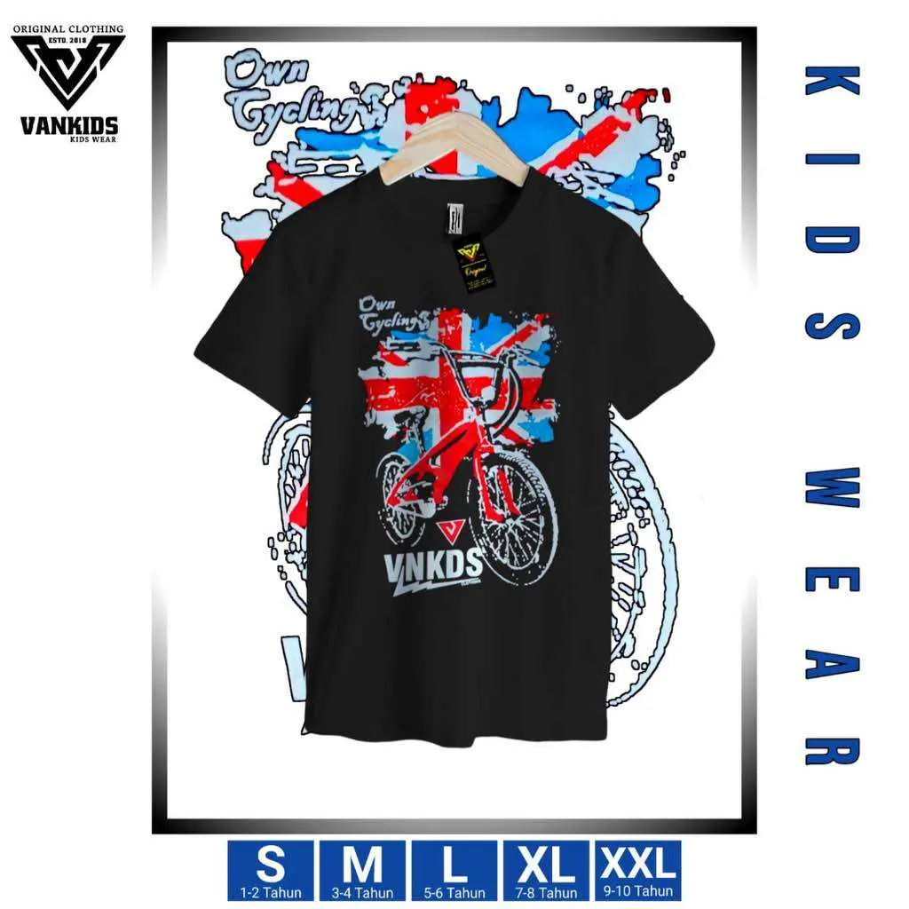 BAJU ANAK LAKI LAKI || KAOS DISTRO ANAK VANKIDS MOTIF SEPEDA BMX || KAOS ANAK LAKI LAKI 1-10 TAHUN