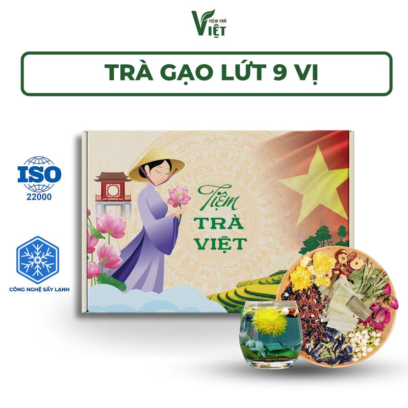 Trà Gạo Lứt Đậu Đen 9 Vị - Bổ máu khí huyết lưu thông,da mịn màng - Tiệm Trà Việt - 40 gói