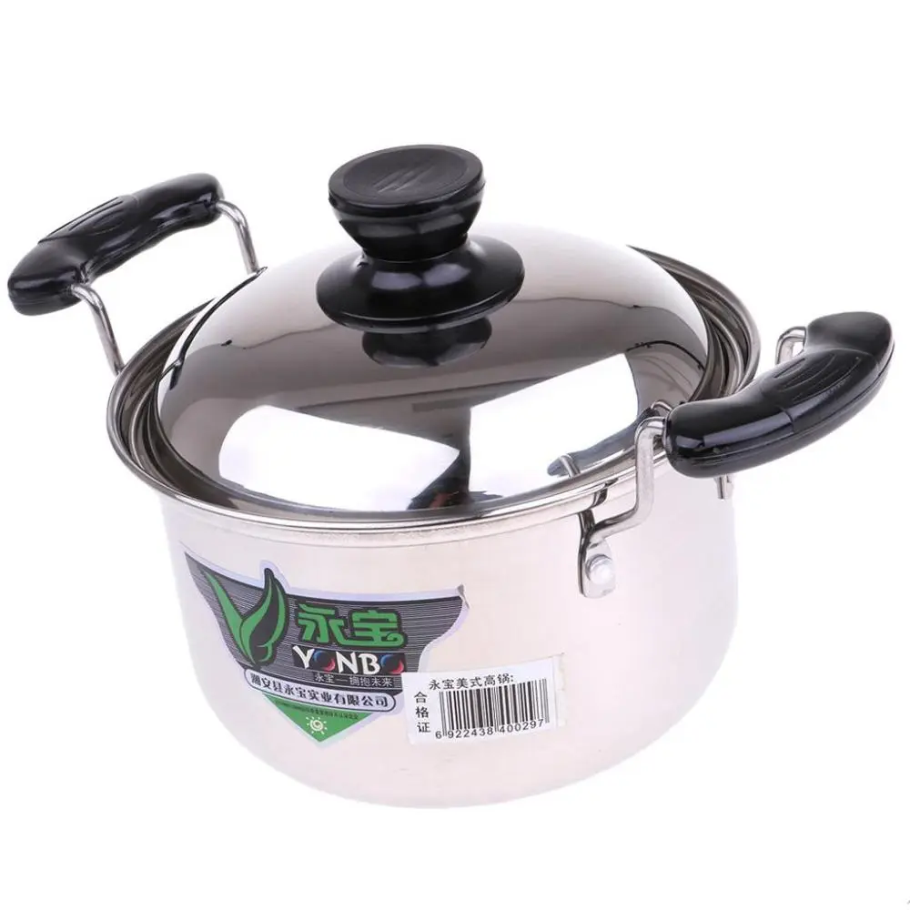 Camping Cook Pot Stainless Steel Stockpot with Lid Outdoor Picnic 16x10cm