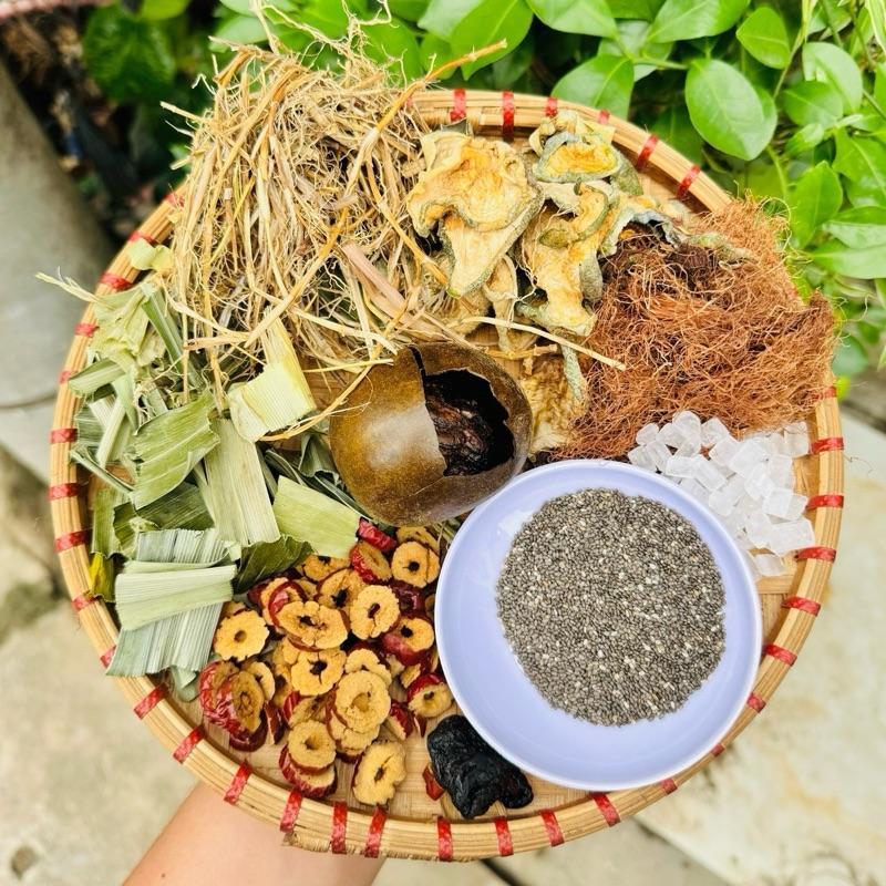 Set Nấu Sâm La Hán Bí Đao tặng Hạt Chia Set Nấu 8 Lít Nước Giải Nhiệt Mùa Hè Trà Sâm La Hán