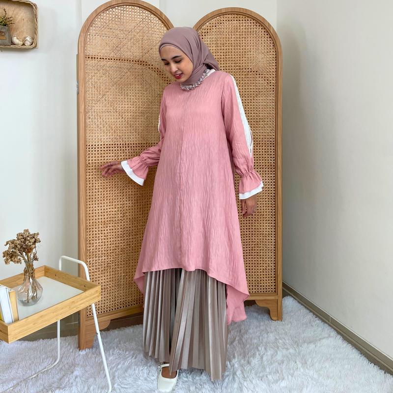 Eclemix Tunic Reya | Atasan Wanita Tunic Mewah Resleting Depan | Baju Pesta Kondangan 3