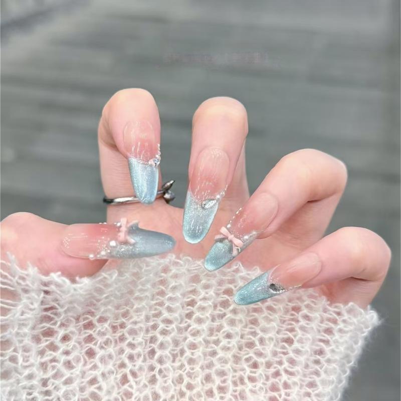   Mã M117  Móng tay giả nailbox 30 móng có hiệu ứng mắt mèo - Kèm keo và phụ kiện 