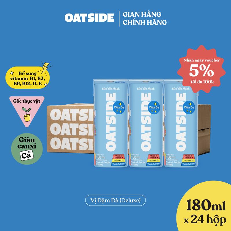  Thùng 24 Hộp Sữa yến mạch OATSIDE vị Đậm Đà Deluxe lốc 180ml - Không lactose Thơm ngon sánh mịn 