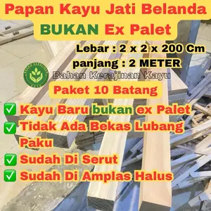 KAYU BARU !! 2 x 2 x 200 Cm ( 10 BATANG ) Sudah Halus Ambalan Papan Kayu Jati Belanda Serat Bagus Bermotif Reng Kaso Balok Stik Strip Bahan Kerajinan DIY Kandang Ayam Meja Bangku Kaso Dipan Rak Aquarium Dll