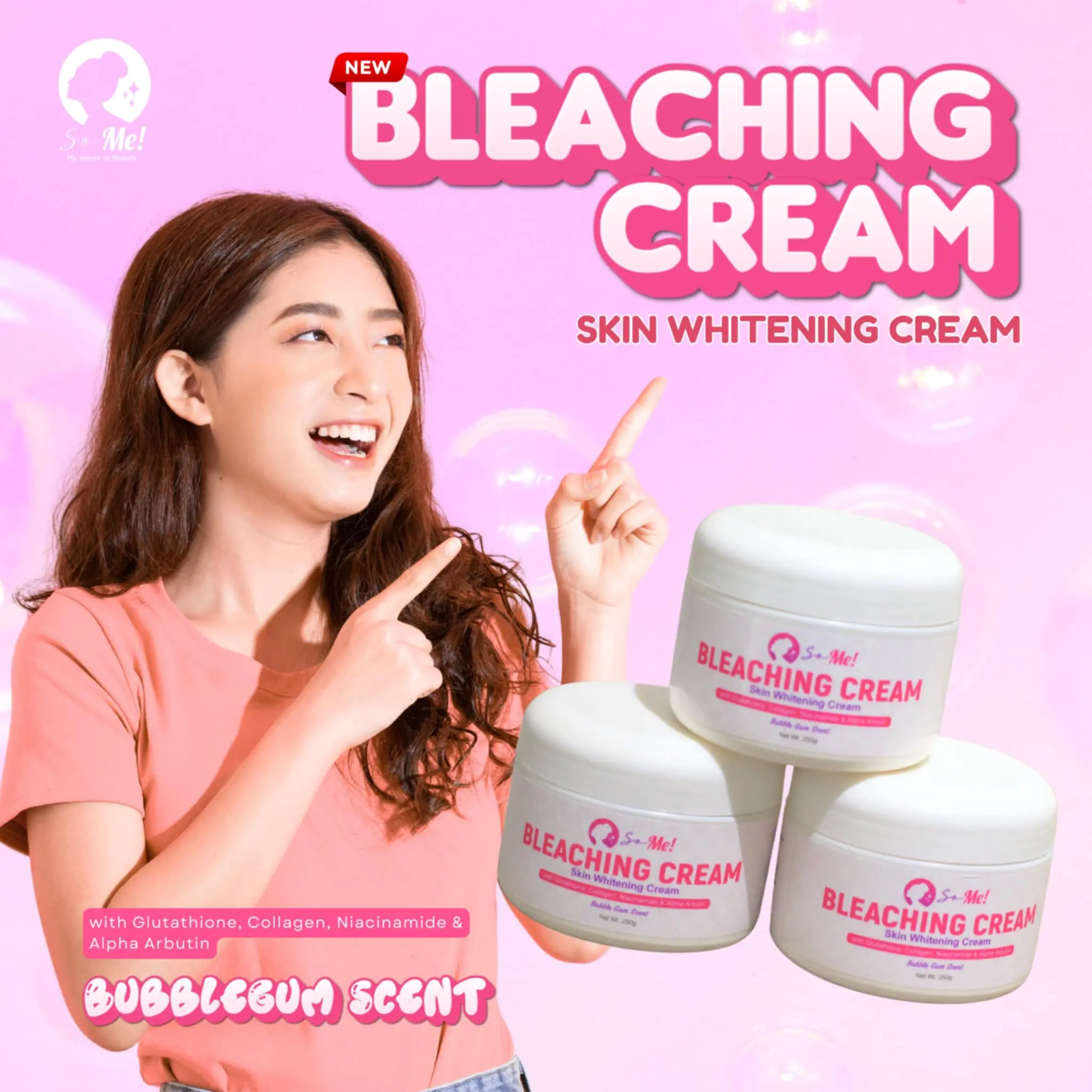 So Me Glutathione Niacinamide Bleaching Cream [250g] with Collagen and  Alpha Arbutin