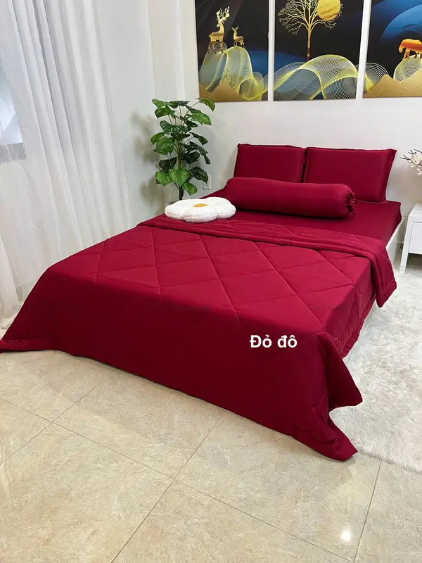 Bộ ga thun lạnh có mền 5 món đẹp decor phòng - Thun Silk - đủ size drap giường 1m4 1m6 1m8 chăn gòn cao cấp 3