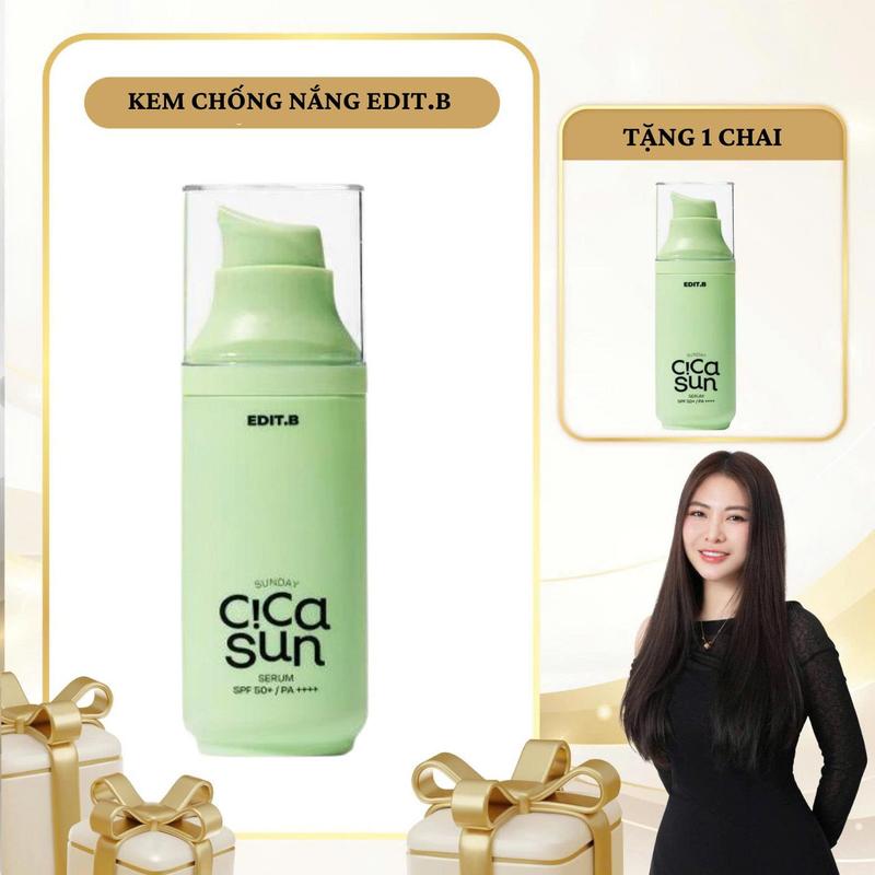(Date T7/2026) SN1791 - Combo 2 tuýp Kem chống nắng bọc viên nang Edit B Bản Cica Xanh Lá 55ml SPF 50+ PA++++ *2