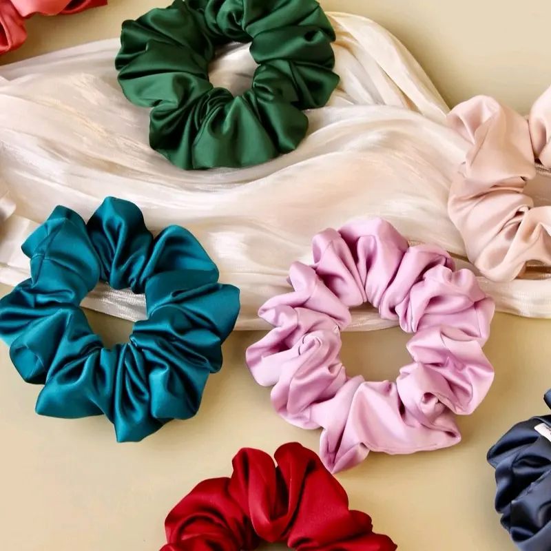 100 Pcs Scrunchie Bahan satin Ikat Rambut Scrunchie Souvenir dan Gift Produk Karet Wanita Wine korea cepol rambut scrunchies Cepolan Hijab tile 1