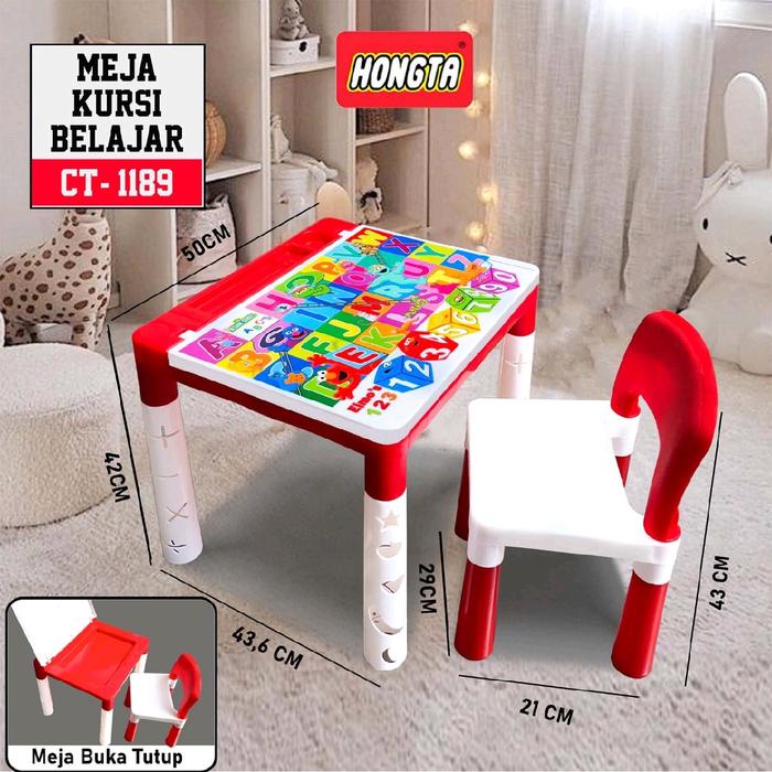 Gambar AKAKO - Meja belajar anak + Kursi (1 set) CT 1189  100% BAHAN ORIGINAL PLASTIK dari AKAKOOFFICIALSHOP Kota Tangerang Tokopedia