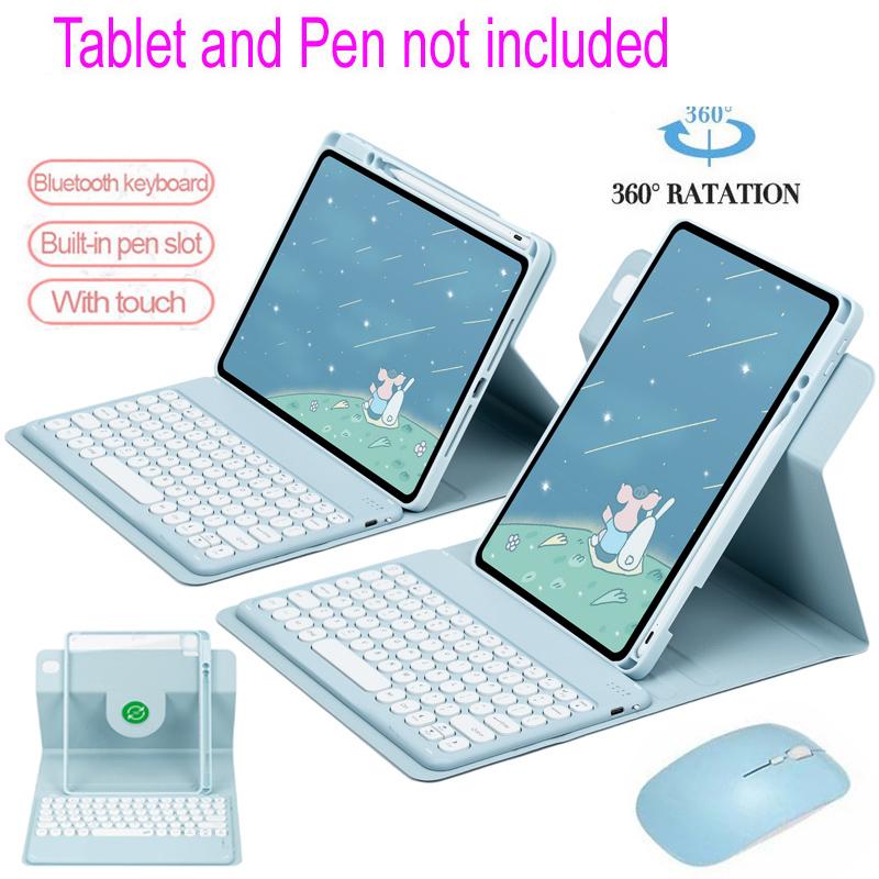 Vỏ xoay 360 ° với bàn phím cho iPad thế hệ thứ 7 8 9 10 gen7 gen8 gen9 gen10 11 A16 vỏ cho iPad Air 3 4 5 Air 11 Pro 10.5 11 2021 2022 Bluetooth chuột