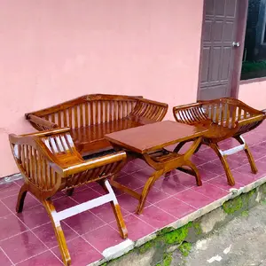 kursi teras Yuyu sandaran kayu jati