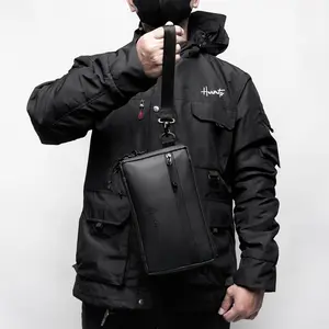 Harmits Project Handbag LUMINOUS Clutch Pria Warna Hitam Multifungsi (Handbag + Slingbag + Hangingbag + Waistbag ) Bahan Bimo Nilon Waterproof