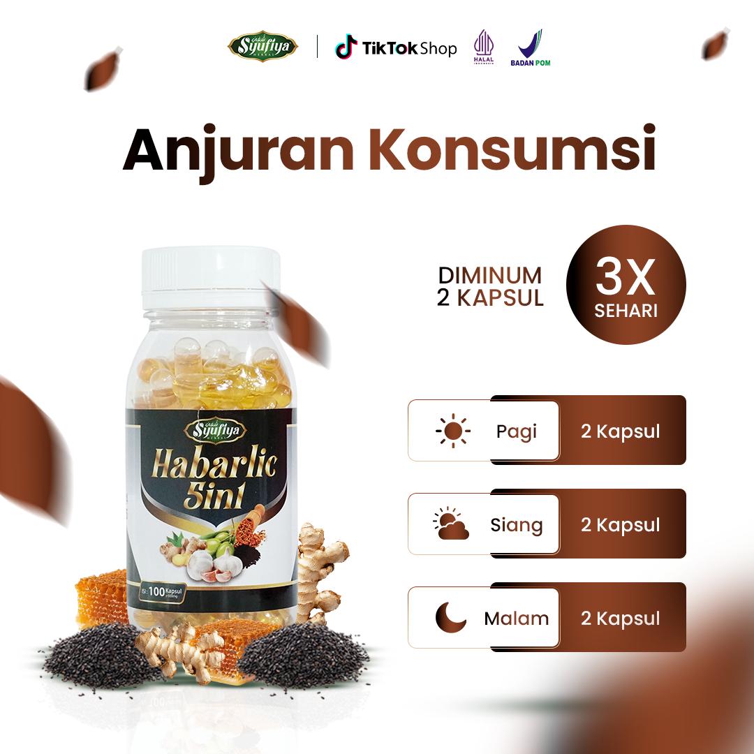 Habarlic 5in1 Kapsul | 1 Botol isi 100 I Habbatussauda Garlic Propolis Minyak Zaitun Rimpang Jahe I BPOM Halal