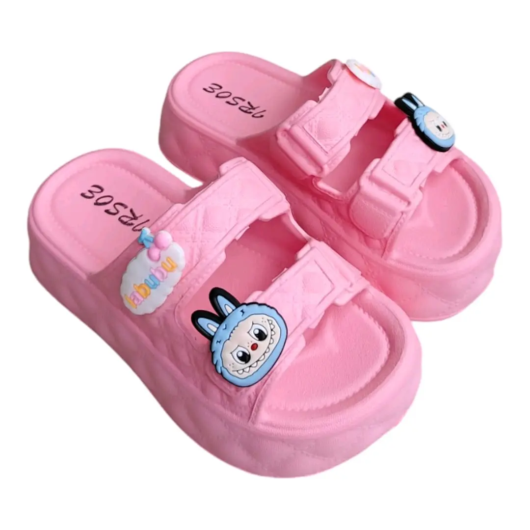 Sandal anak Perempuan Sandal Anak Cewek Double Strap Jibitz Labubu Slip On Ringan Nyaman Kekinian 572