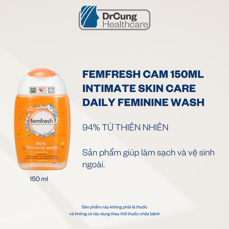 CHAI LÙN Femfresh daily feminine wash màu cam chai 150ml Dung Dịch Vệ Sinh dành cho da thường dùng hàng ngày thơm dịu nhẹ HÀNG CHÍNH HÃNG