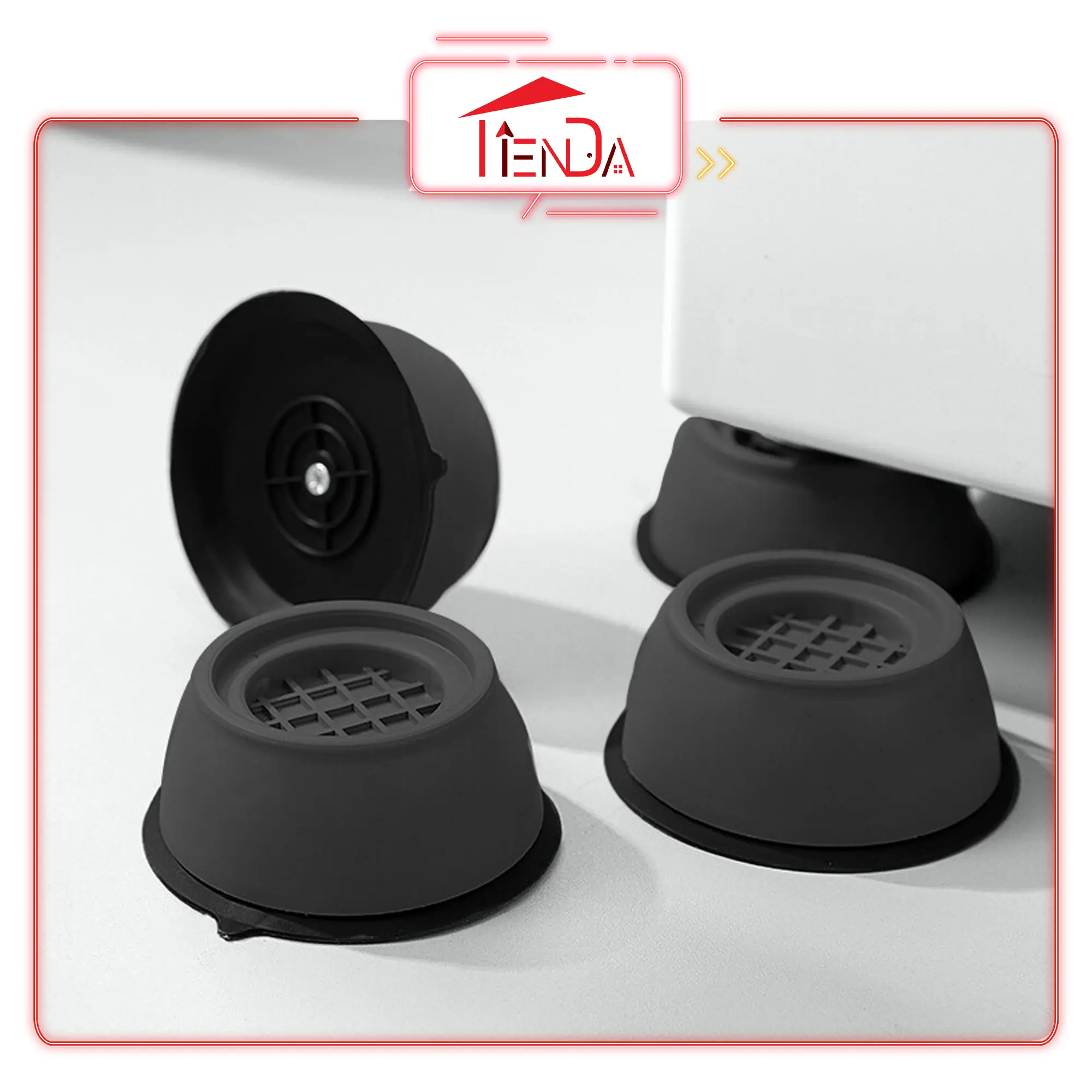 TIENDA [1pcs] Household Anti-vibration Washing Machine Footing Adjustable Noise Reduction Stability Enhancement Anti-Slip Floor Protection Non-marking Round Shape Anto-Noice Table Refrigerator Easy Installation