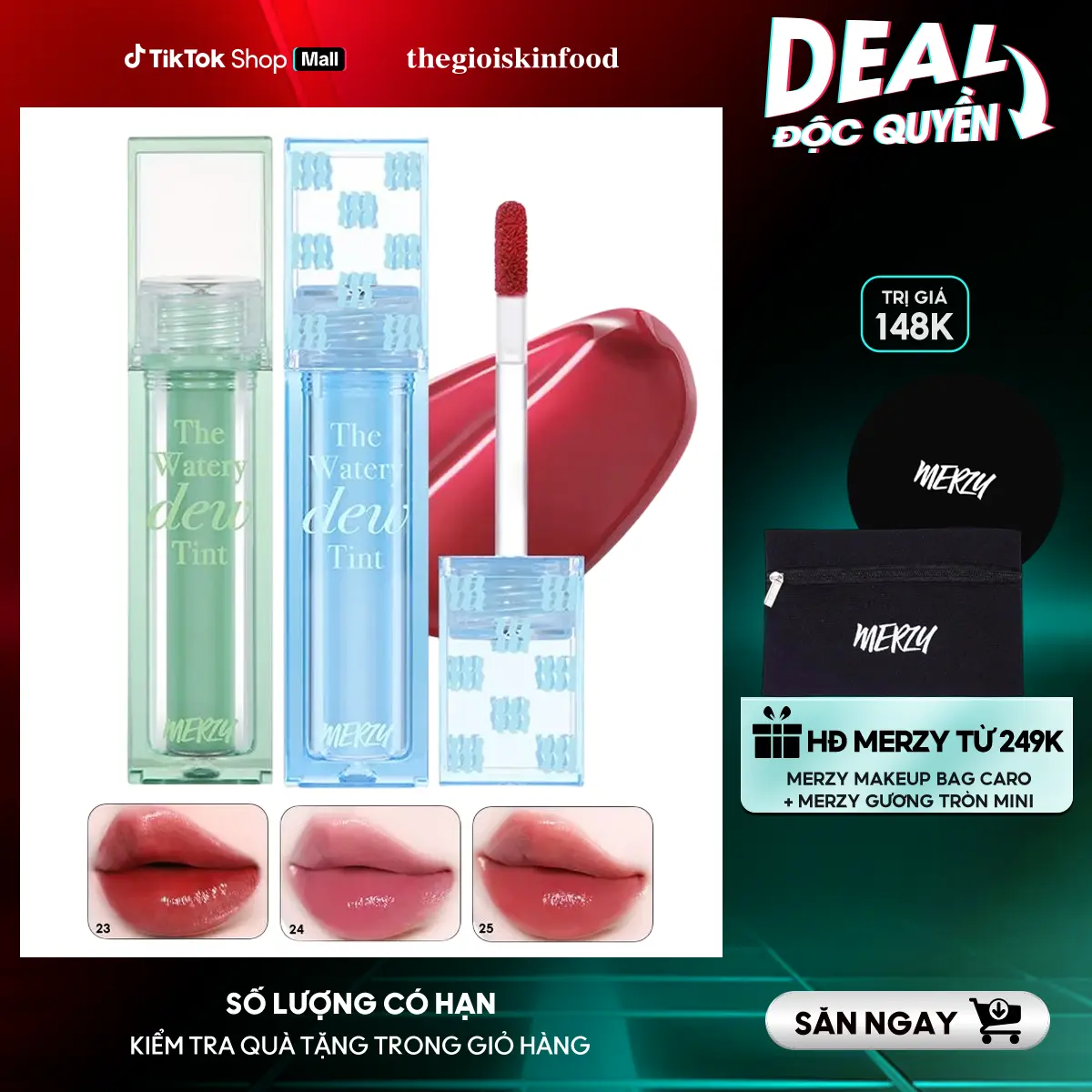 [NEW][DEW4 - DEW JEAN EDITION] Son Tint Bóng Trang Điểm Dạng Thạch Merzy The Watery Dew Tint 4g Cosmetic Mỹ Phẩm Nữ Women Son Môi Lip Tint