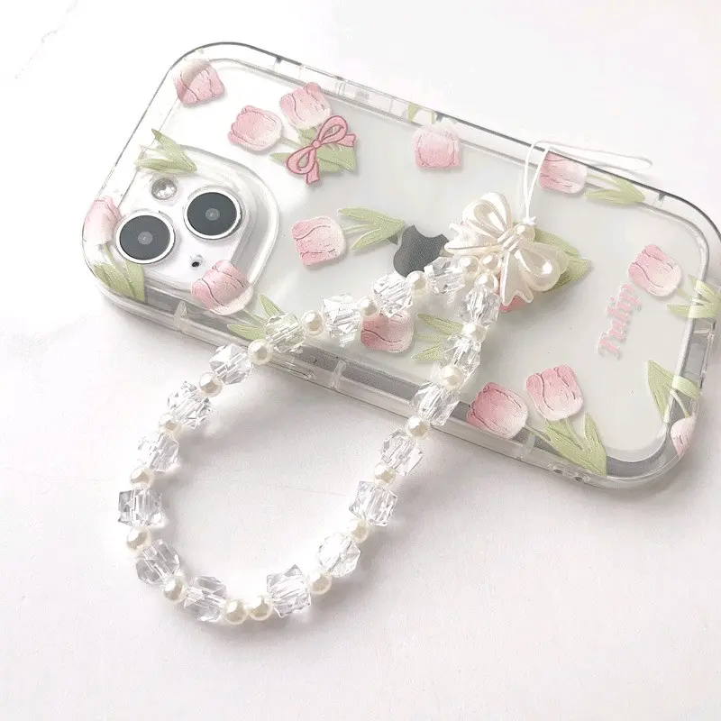 Tali Lanyard Hp Gantungan Hape PhoneStrap Manik Pita Aesthetic Simple Bening Simple Cantik Fashion PhoneCharm PhoneStrap 4