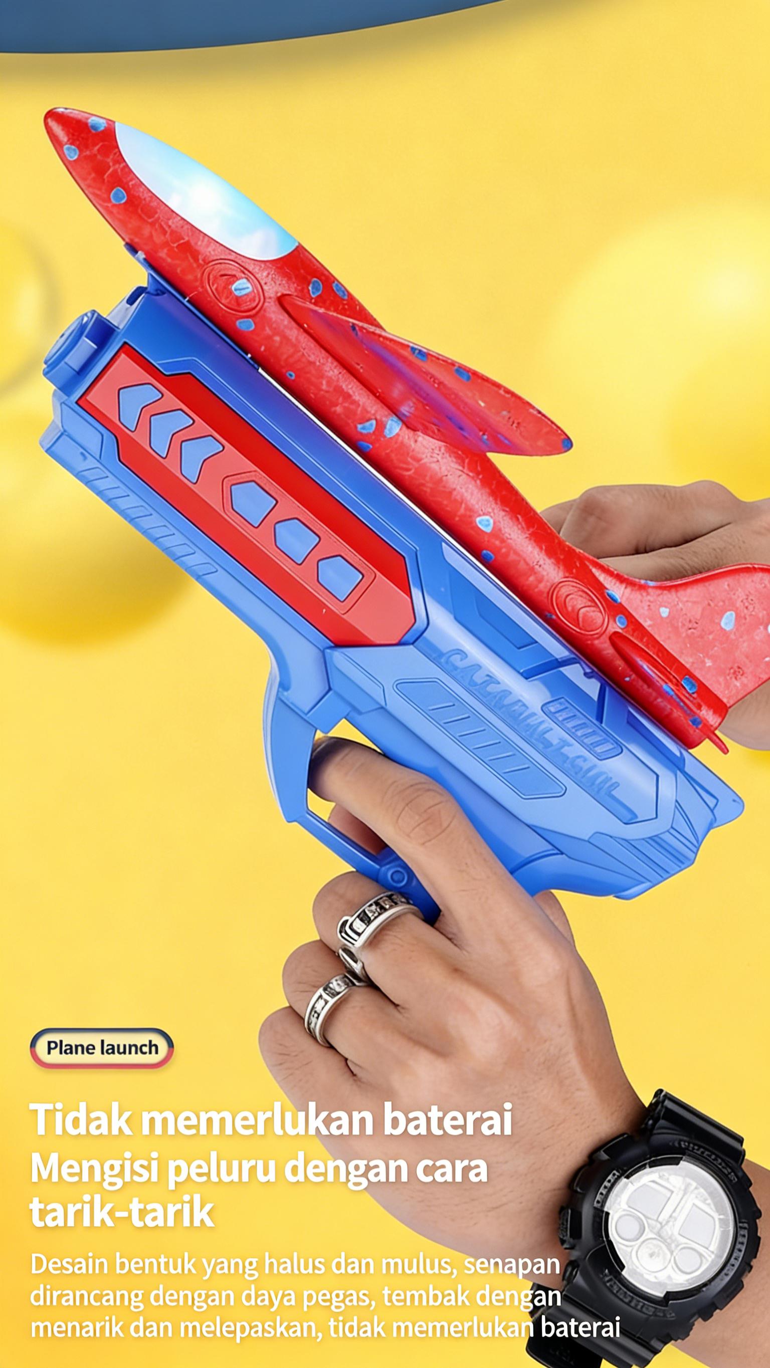 pesawat mainan pesawat Alat Peluncur Pesawat Terbang Manual Mainan Anak Edukasi Motorik Bahan Busa Empuk Aman Jarak Jauh Tembakan Pesawat LED Light Viral Murah Berkualitas