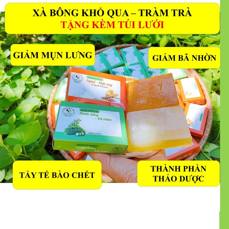 Xà Phòng Khổ Qua Mướp Đắng Cho Mụn Lưng Hàng Thiên Nhiên Loại 1 Tặng Túi Lưới
