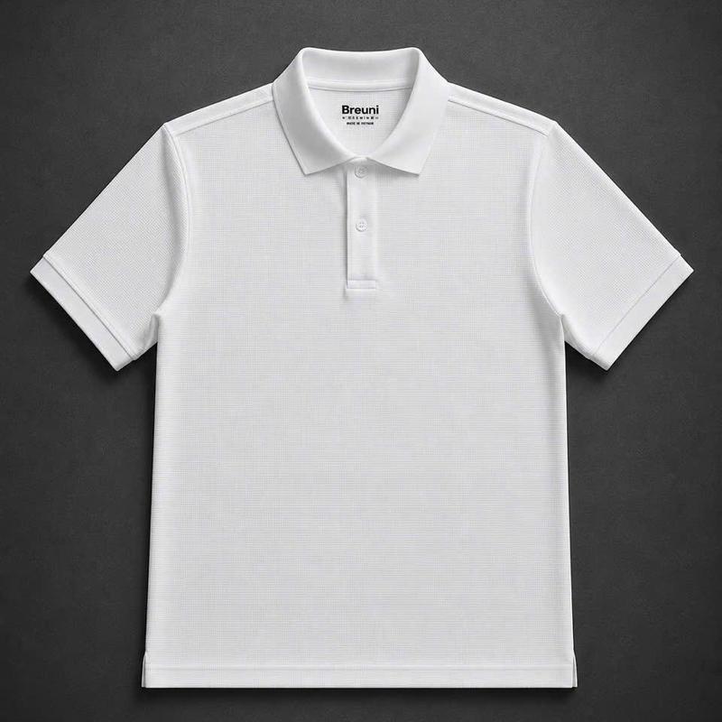 Breuni Áo Polo Nam Basic Vải Thời Trang Hàn Chóng Nhăn Dày Dặn Màu Trắng Tinh…