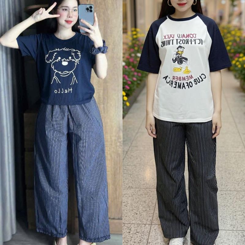 Đồ Bộ Nữ Bigsize Quần Dài Suông ESHOP Đồ Bộ Đồ Mặc Nhà Quần Dài Có Túi Đẹp Dễ Thương Set Bộ Sang Chảnh MS907