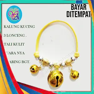 Kalung kucing 3 lonceng tali kulit korea kuat anti air warna cerah