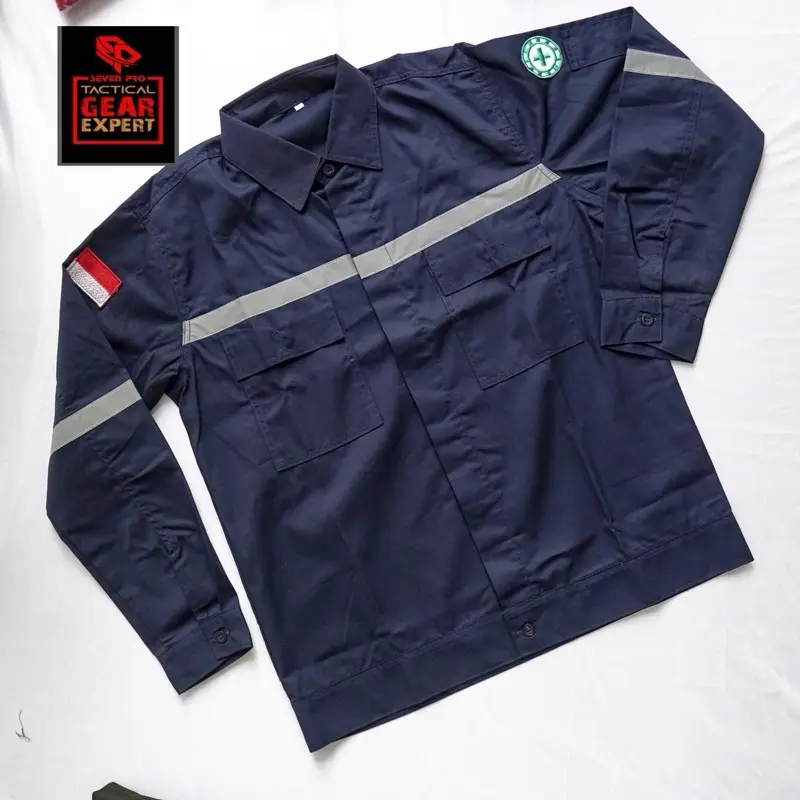 Kemeja safety first 01 kemeja lapangan kemeja kerja baju kerja proyek Pria Wanita Dewasa Panjang Katun 3