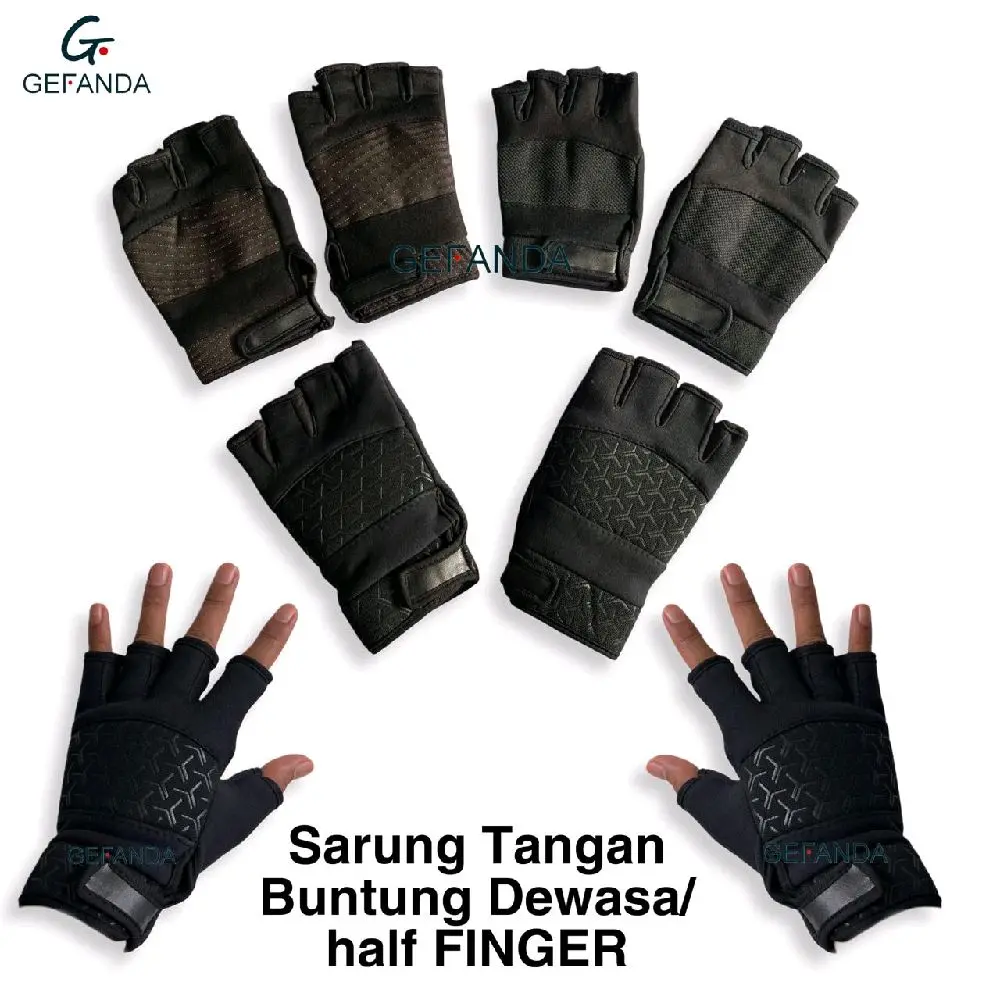 Sarung tangan motor buntung pendek setengah jari / Sarung tangan half finger dewasa (emen pendek)