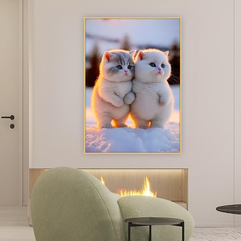 Product Introduction of 【KS】Upgraded canvas Cute anime cartoon cat 5d Diamond Painting set Full Diamond Living Room PasteDiamond Cross Stitch Bedroom Dining Room Diamond Embroidery Home Decoration 30x40cm 30