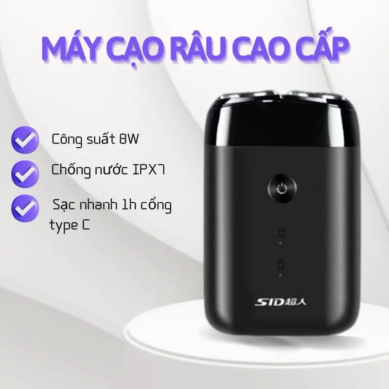 Máy Cạo Râu Mini SID RS210,RS215 - 2 Lưỡi Dao Siêu Bén - Công Suất 8W - Chống Nước IPX7 - Đa Năng, Du Lịch, Cạo Râu