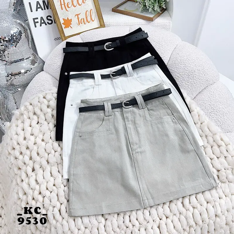 Chân váy kaki dáng chữ A - 3 sz SML - 3 màu đen, ghi, trắng