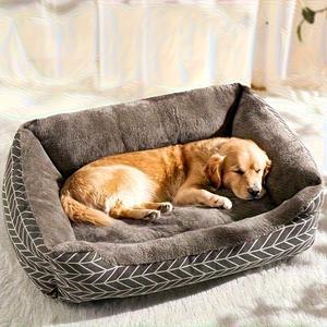 Cama para perro de peluche cómoda, sofá para mascotas de fibra de poliéster, calidez invernal para perros pequeños y medianos, sin ensamblar con almohadilla aislante gruesa