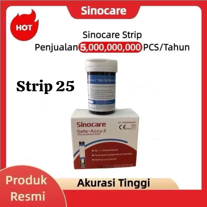 Sinocare Safe-Accu 2 Strip Uji Cek Gula Darah STRIP 25 + LANCET 25