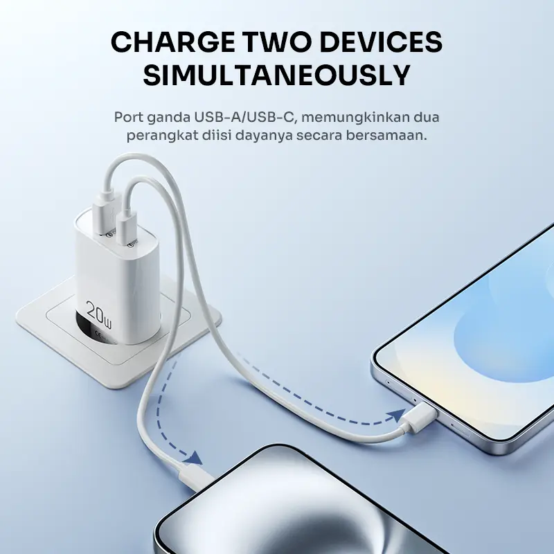 ROBOT Charger Iphone & Android Fast Charging 20W PD3.0 Dual Port USB-A & USB-C Perlindungan Cerdas - ROBOT RT-L7 Original - Bergaransi Resmi 1 Tahun - Bisa COD 3