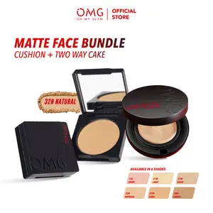 [Pilihan Creator OMG] Oh My Glam Glow Matte Face Bundle : Oh My Glam Coverlast Cushion + Two Way Cake - High Coverage Dewy Finish - Poreless Cushion - Glow Cushion - Tahan Lama Hingga 12 Jam Tanpa Oksidasi