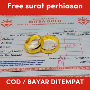 2pcs cincin kawin emas muda free surat toko