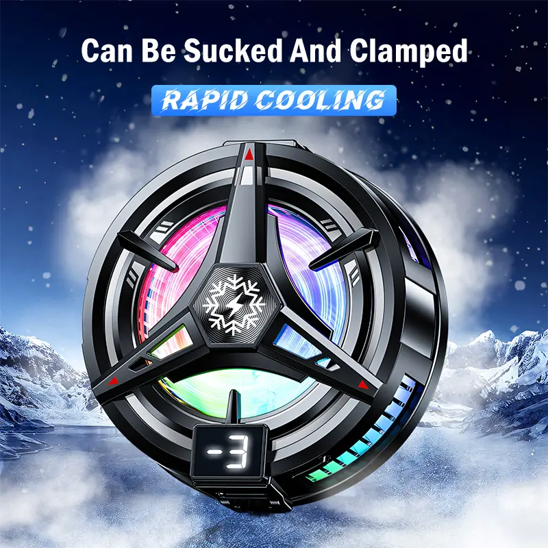 MODOFO Kipas Pendingin Game Semikonduktor Dual Mode Layar Digital Pembekuan Cepat Pendingin Tahan Lama Magnet HP Hisap Kuat 3 Level Efek 3 Warna Lampu Game cooler Gamepad 2