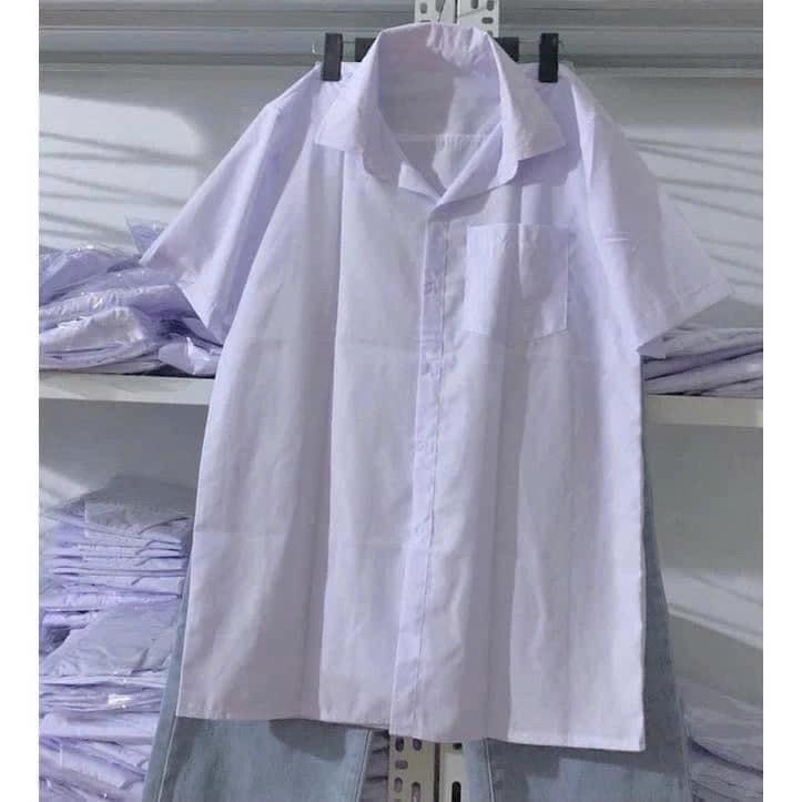 [Từ 35-60 cân] Áo sơ mi trắng học sinh Nam Nữ tay ngắn - Áo đồng phục học sinh vải KT Silk mềm