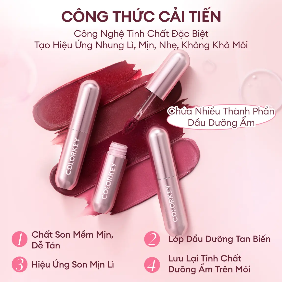 [PHIÊN BẢN NÂNG CẤP] Son Kem Bùn COLORKEY Lip Mud Mousse Matte Chất Son Mềm Mịn, Che Vân Môi Tốt, Hỗ Trợ Dưỡng Ẩm, Màu Sắc Thời Thượng 2g | BigBuy360 - bigbuy360.vn