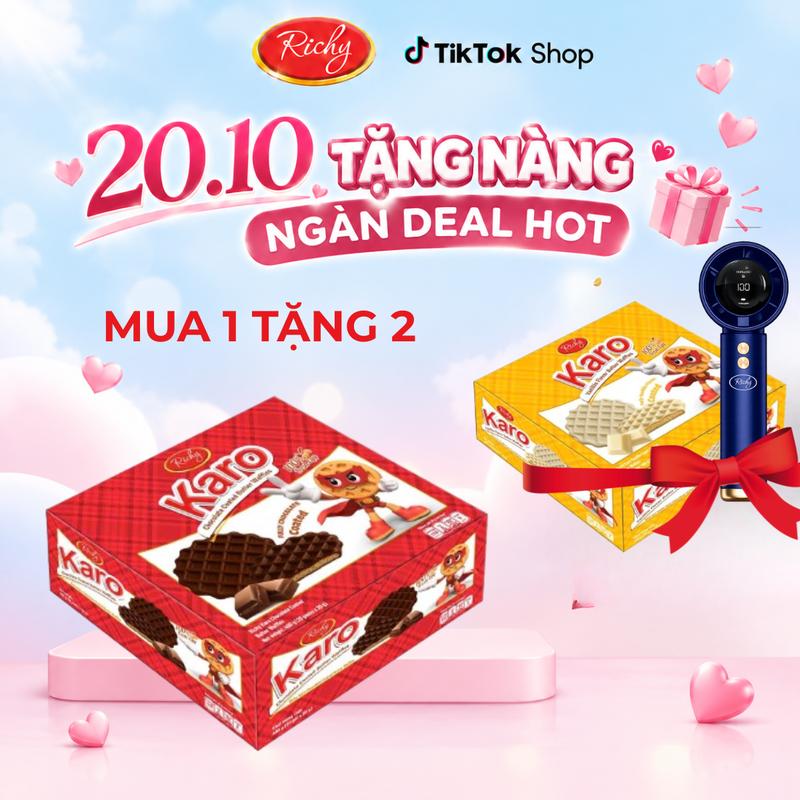 [MUA 1 TẶNG 2] Bánh Karo Giòn Bơ Trứng Phủ Socola/Vani 400g Thơm Ngậy, Bánh Richy