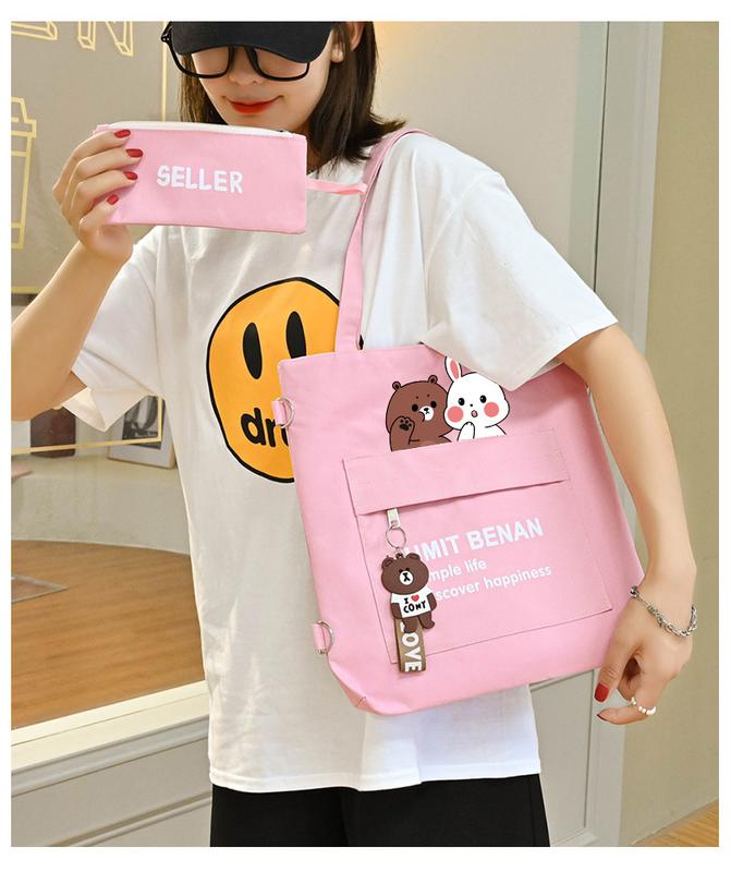 Product Introduction of กระเป๋าผ้าแคนวาสผู้หญิง กระเป๋า messenger ปรับได้ความจุขนาดใหญ่ สไตล์เกาหลี กระเป๋านักเรียนนักเรียน กระเป๋าเป้สะพายหลังมีซิป 19