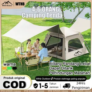 【WTHB】Tenda kemah lipat portabel dapat menampung 4-6 orang. Tenda kemah otomatis. Tenda tahan air untuk luar ruangan. Buka dalam 3 detik pelindung sinar matahari Camping Outdoor Hujan