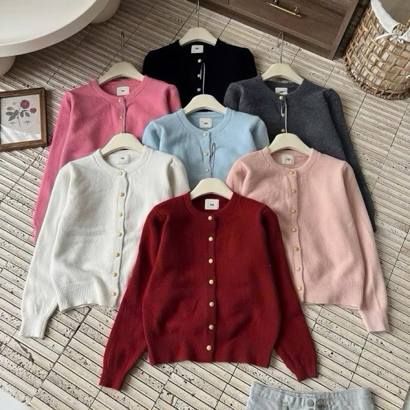 Áo khoác cardigan len lông thỏ mác EGG cúc đồng chất len dày dặn hàng Qc