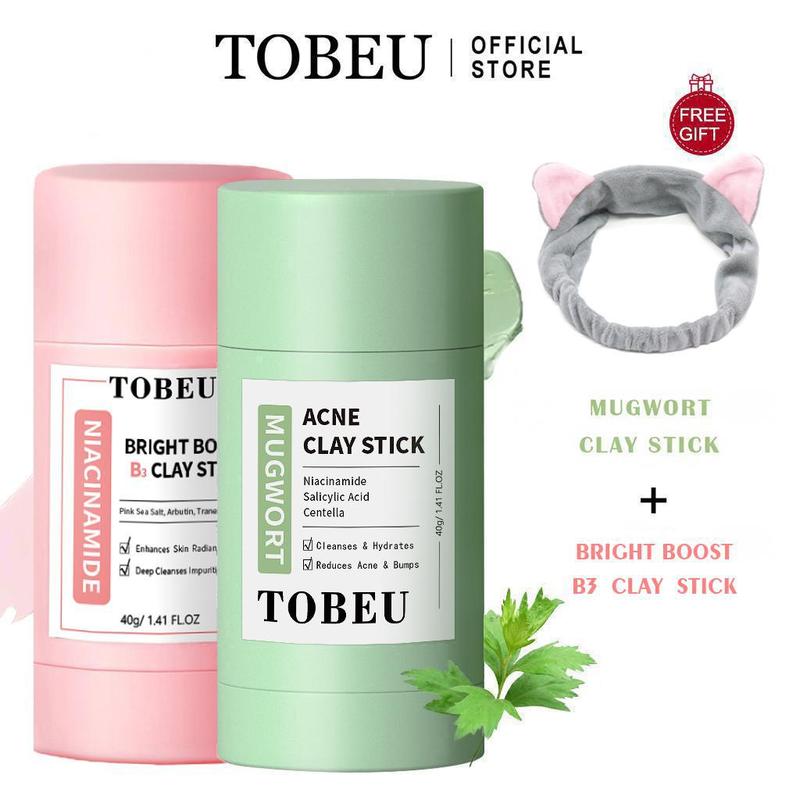 TOBEU Dán Mặt Nạ Đất Sét Ngải Cứu, 40g, Với Niacinamide B3, Dán Mặt Nạ Đất Sét, 40g, Làm Sạch Lỗ Chân Lông, Bộ Chăm Sóc Da, Quà Tặng Miễn Phí, Dây Buộc Tóc * 1