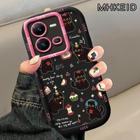 Gambar MHKEID Casing Hp untuk VIVO V25 5G V25E Case Pola Kucing hitam Kasing kepulan krim Silikon Softcase Casing - Gaya1, VIVO V25 5G dari MHKEID MALL Kab. Tangerang 1 Tokopedia